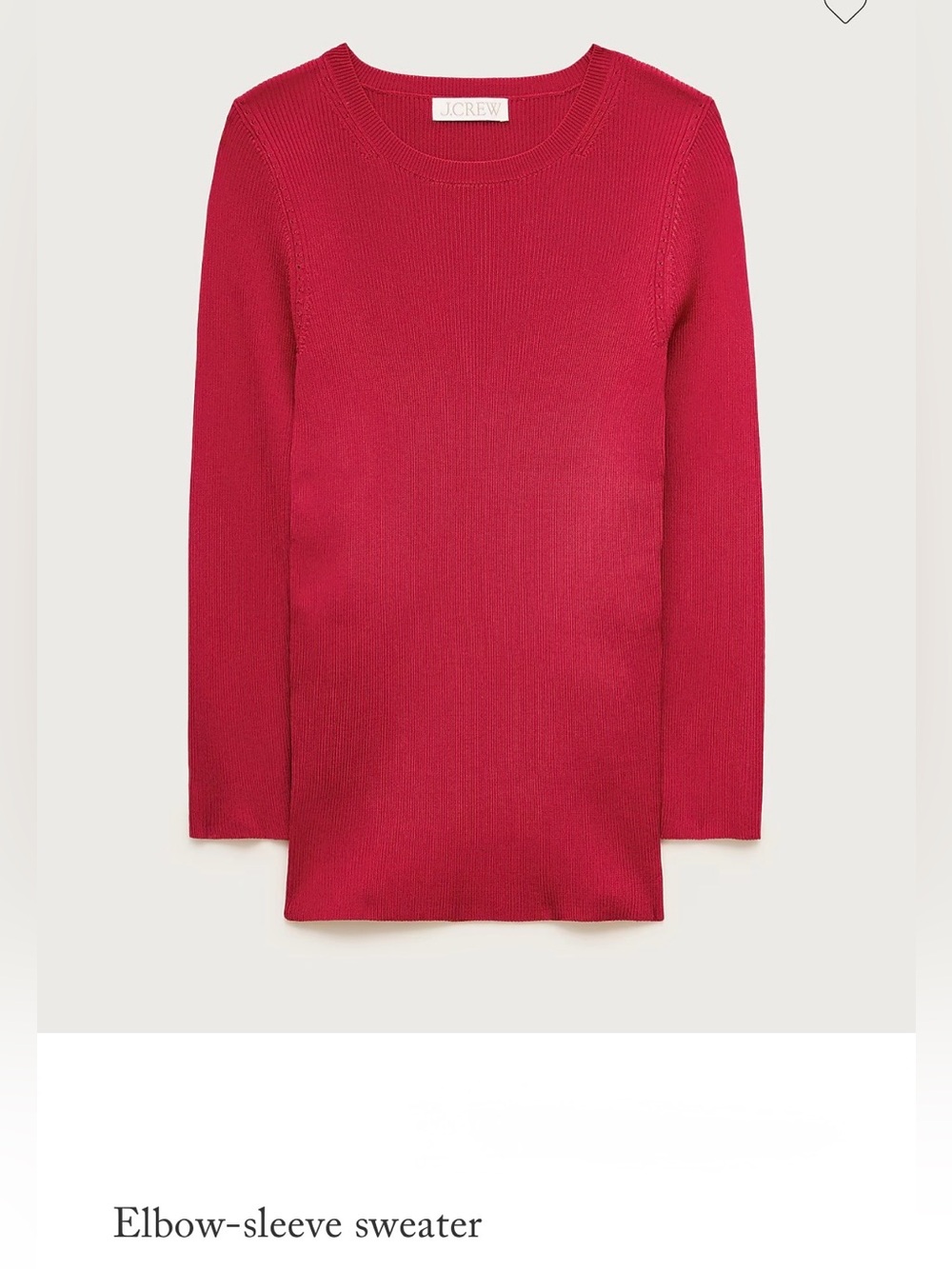 J. Crew Elbow-Sleeve Crewneck Sweater in Bright Red. Size XL Like New.